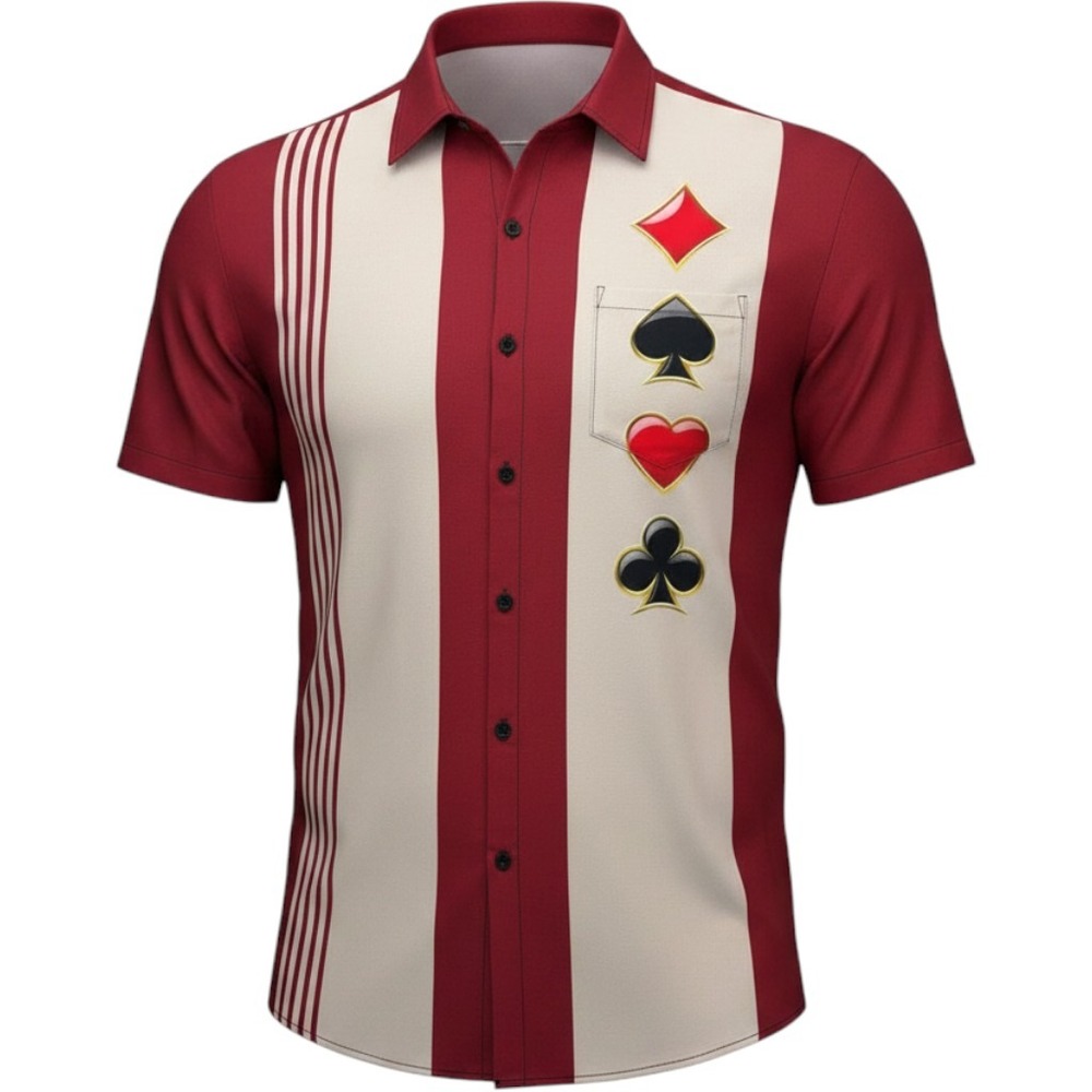 Hardaddy Men's XL Hawaiian Spade Heart Diamond Club Signs Cards Button Shirt NEW